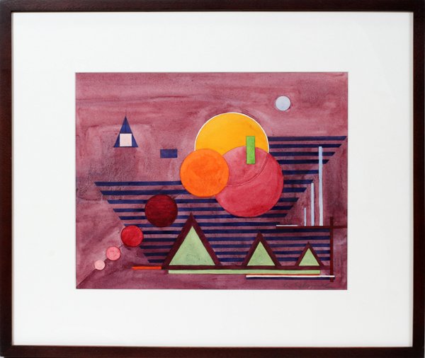 CHARLES SAHWEL, WATERCOLOR ON PAPER, C. 1949,: CHARLES SAHWEL, WATERCOLOR ON PAPER, C. 1949, 11" X 14" SIGHT, 'UNTITLED NO. 24':Signed lower right; 11 1/2" x 14 1/2" sight; modern frame. David Klein Gallery, Birmingham, MI label on verso.