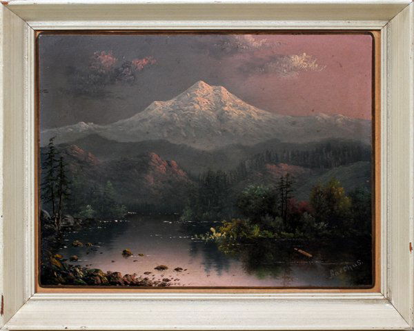 ELIZA BARCHUS, USA 1857 - 59, OIL ON BOARD 6": ELIZA BARCHUS, USA 1857 - 59, OIL ON BOARD 6" X 8" MT HOOD:Signed Barchus. Board size is 6 1/4" x 8 1/4". Oregon born artist.