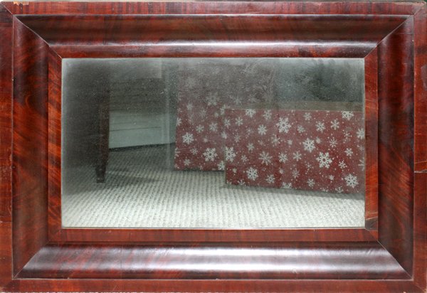 AMERICAN EMPIRE MAHOGANY MIRROR, C. 1880, H 33": AMERICAN EMPIRE MAHOGANY MIRROR, C. 1880, H 33", W 23":Ogee frame.