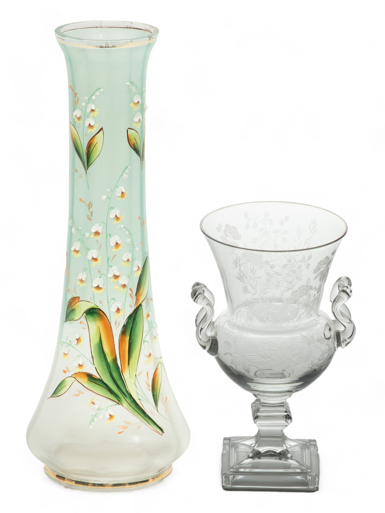 American Glass Vases, Ca. 1940, H 12" Dia. 4.25" 2 pcs (1 of 4)