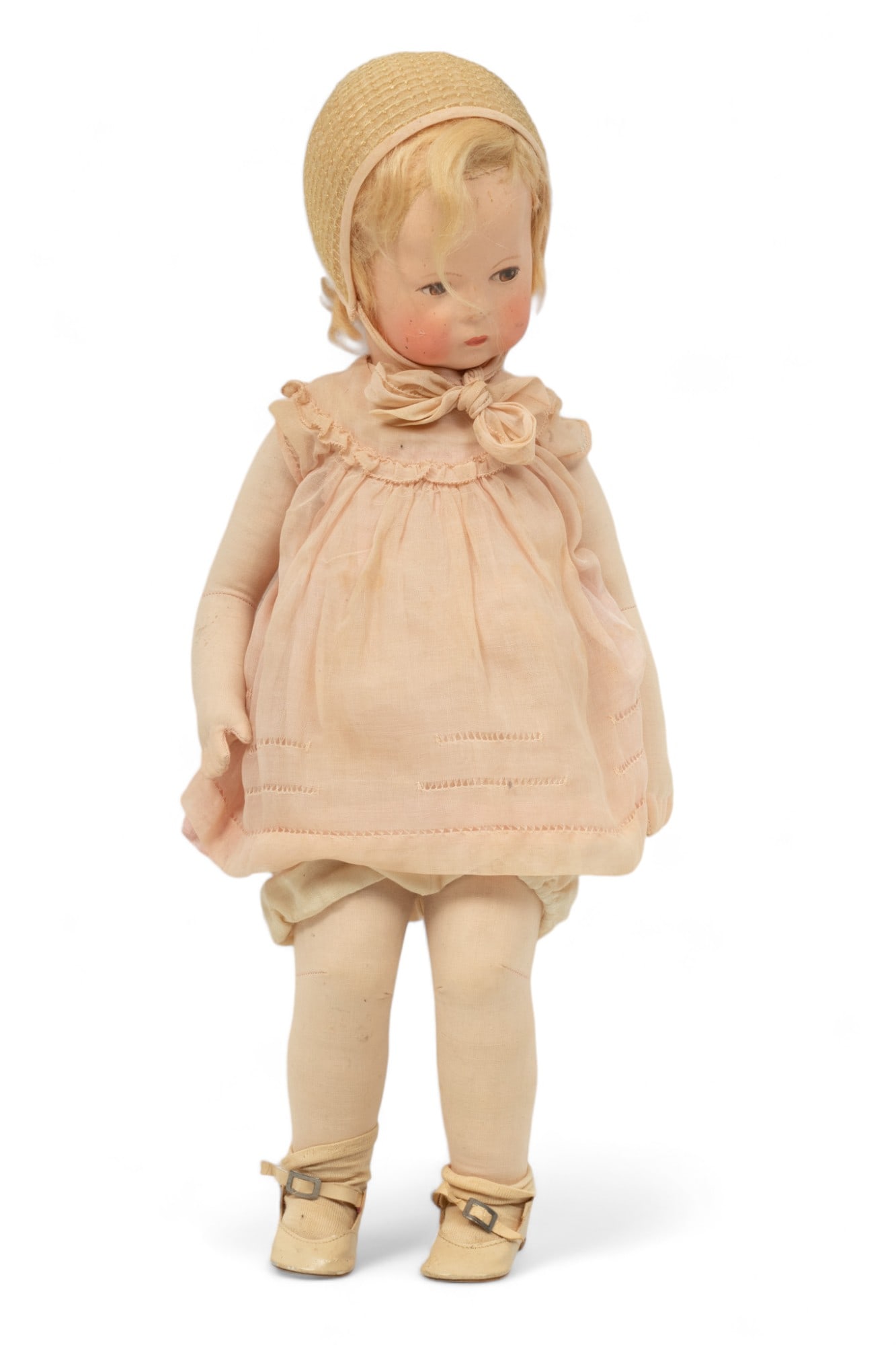 Kathe Kruse (German, 1883-1968) Doll, Blonde Human Hair, Ca. 1910, H 20" W 9.5" Depth 4" (1 of 5)