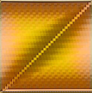 Hannes Beckmann (German/American, 1909-1977) Oil on Canvas, Mounted to Board 1965, "Gold", H 30" W: Hannes Beckmann (German/American, 1909-1977) Oil on Canvas, Mounted to Board 1965, "Gold", H 30" W 30" | Monogrammed and dated in the lower left. Signed, titled, dated and inscribed on the verso. 