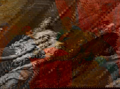 After Studio of Sir Peter Paul Rubens (Belgian, 1577-1640) Oil on Copper Panel 18th C., "Antiochus: After Studio of Sir Peter Paul Rubens (Belgian, 1577-1640) Oil on Copper Panel 18th C., "Antiochus And Stratonice", H 6.6" W 8.9" | Unsigned. a faithful 18th c. rendition of a work believed to have