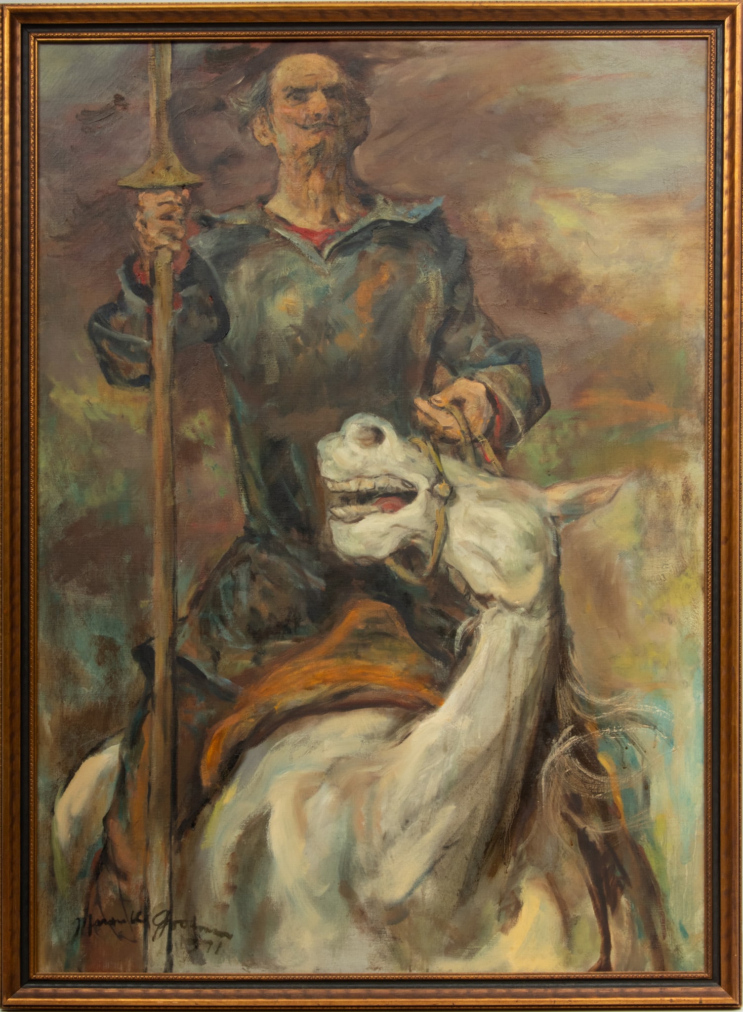 Marshall Goodman (American, 1916-2003) Oil on Canvas Ca. 1971, "Don Quixote", H 50" W 35": Marshall Goodman (American, 1916-2003) Oil on Canvas Ca. 1971, "Don Quixote", H 50" W 35" | Signed and dated lower left "Marshall Goodwin '71". Provenance: Property from a Clinton Township, MI private