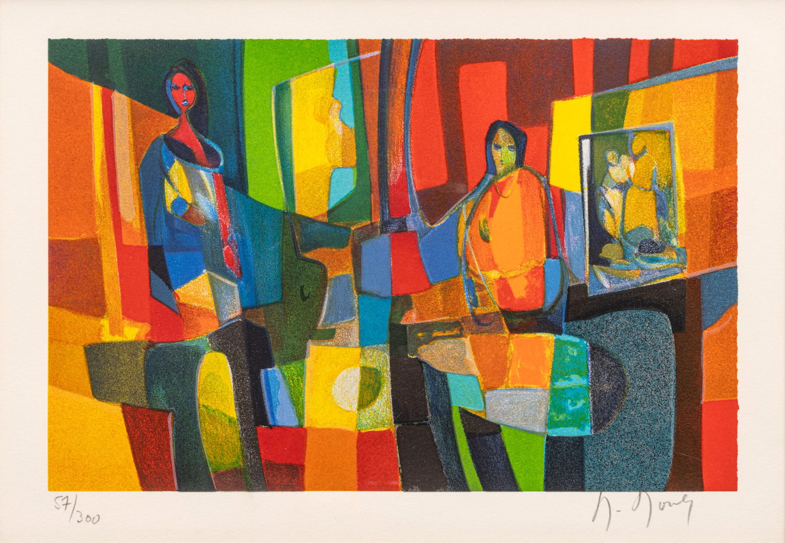 Marcel Mouly (French, 1918-2008) Lithograph in Colors on Wove Paper "Magie De La Luminere", H 8.25": Marcel Mouly (French, 1918-2008) Lithograph in Colors on Wove Paper "Magie De La Luminere", H 8.25" W 12.5" | Signed in pencil lower right and numbered 57/300, dedicated and signed verso of frame, wit