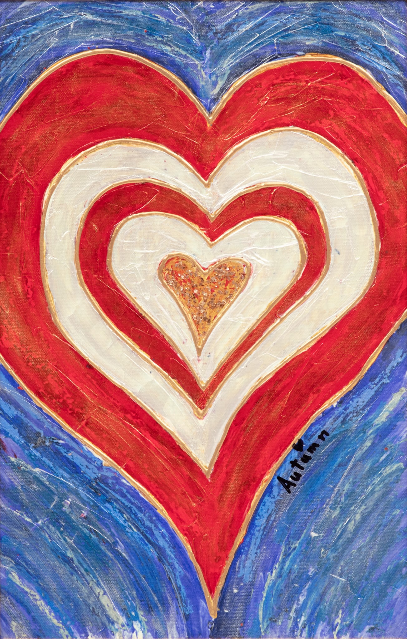 Autumn De Forest (American, B. 2001) Embellished Giclee on Canvas, "Target Heart Ver. III", H 17" W: Autumn De Forest (American, B. 2001) Embellished Giclee on Canvas, "Target Heart Ver. III", H 17" W 11" | Signed lower right in black ink. Frame measures H 28" X W 21.75". Provenance: Park West Galler
