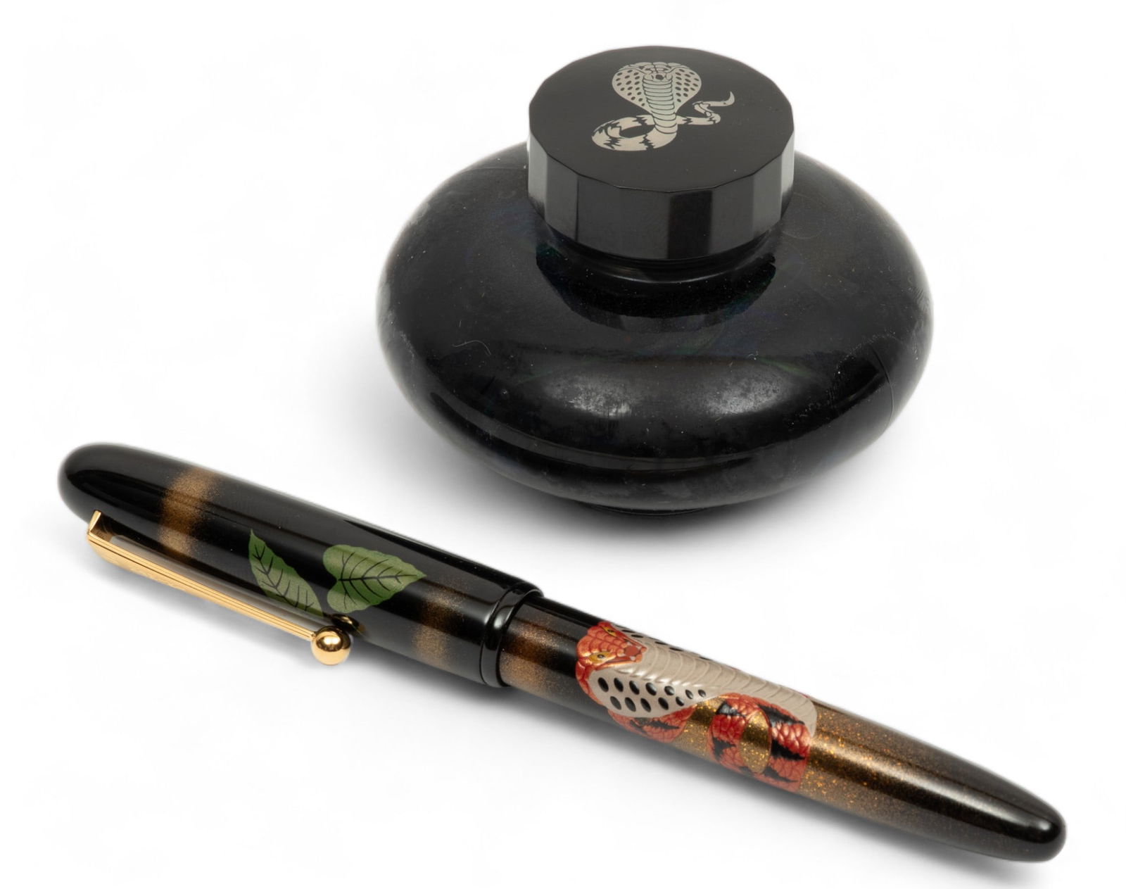 Namiki (Japanese) Enamel, Lacquer 2001, "King Cobra Maki-e Limited Edition 700 Fountain Pen", L 5.5" (1 of 12)