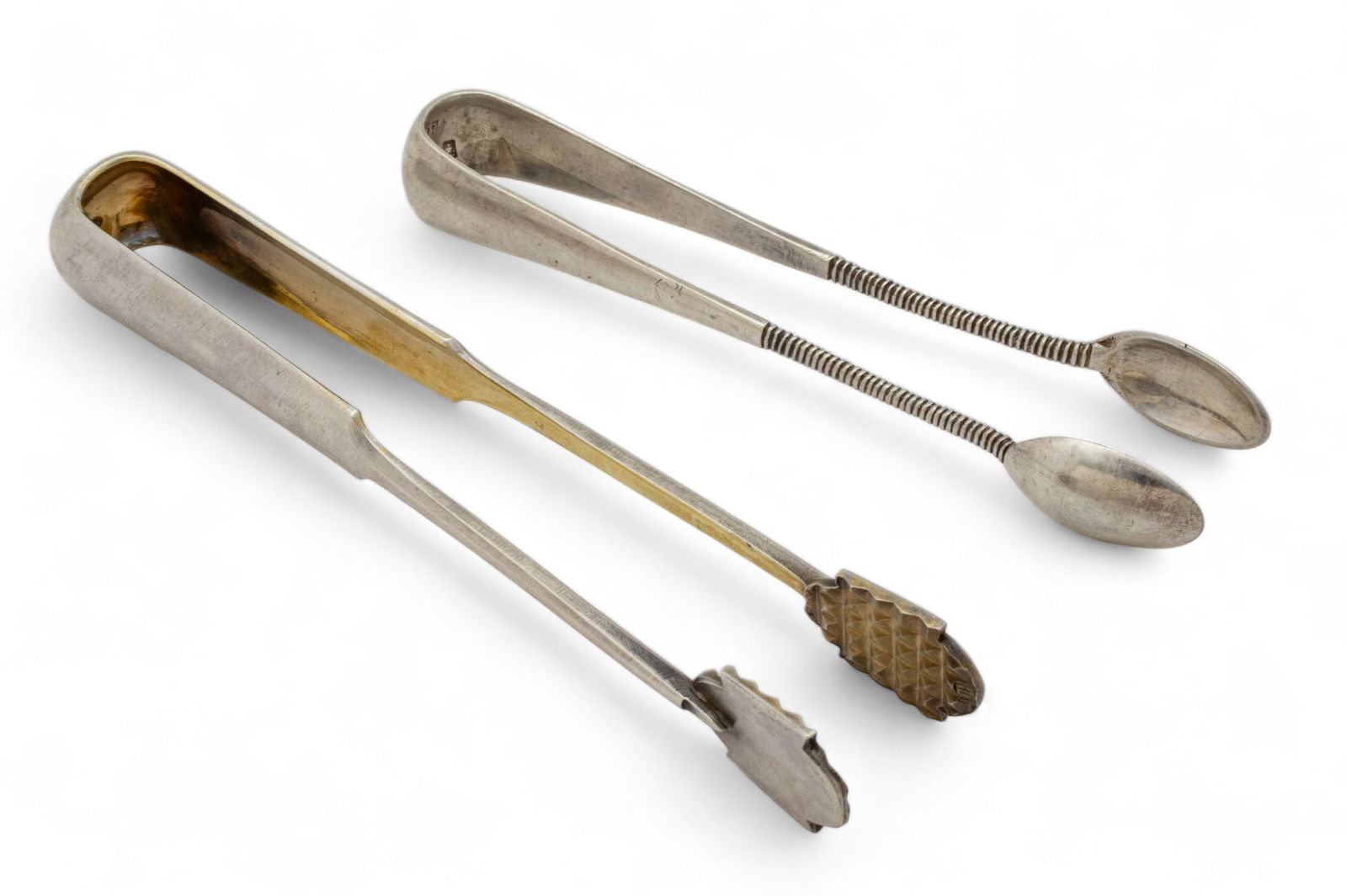 Russian 84 Silver Sugar Tongs (one Kaluga City Mark),  1888, L 5"-6", 2 pcs (1 of 4)
