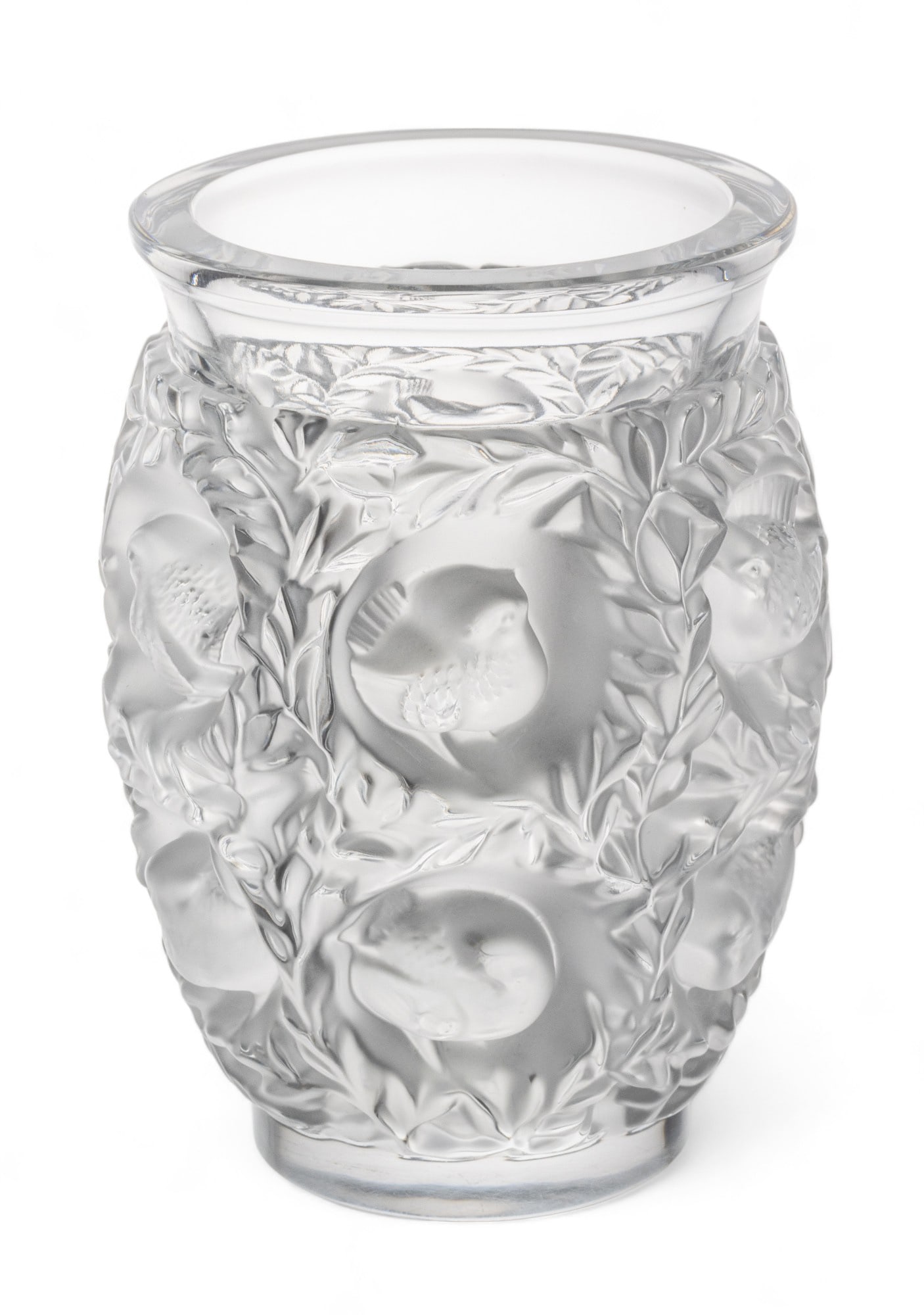 Lalique (French) 'Bagatelle' Frosted Crystal Flower Vase, H 6.75" Dia. 4.5" (1 of 8)