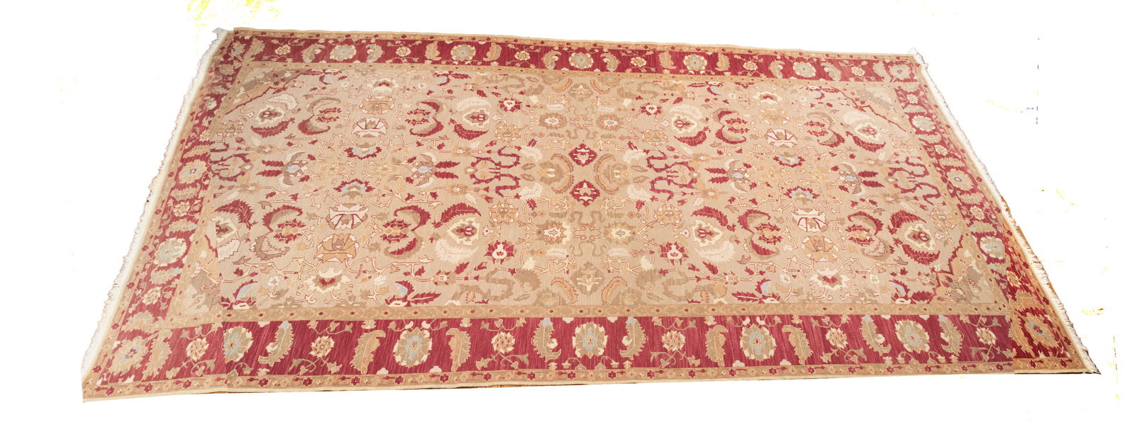 Oushak Large Hand Woven Wool Carpet W 9.2' L 19.7' (1 of 3)