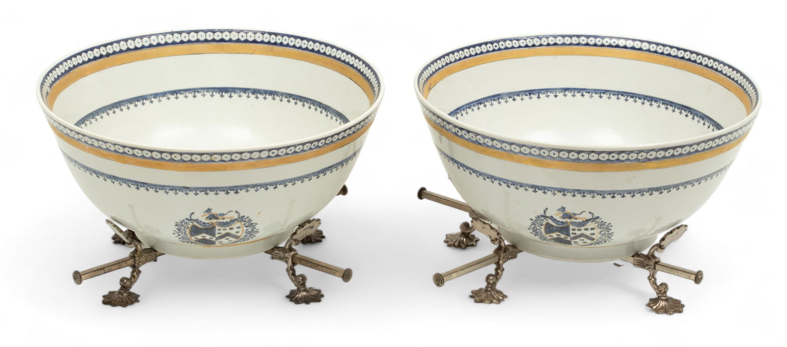 Chinese Export Porcelain Style Centerpiece Bowls, H 5.5" Dia. 12" 1 Pair (1 of 6)