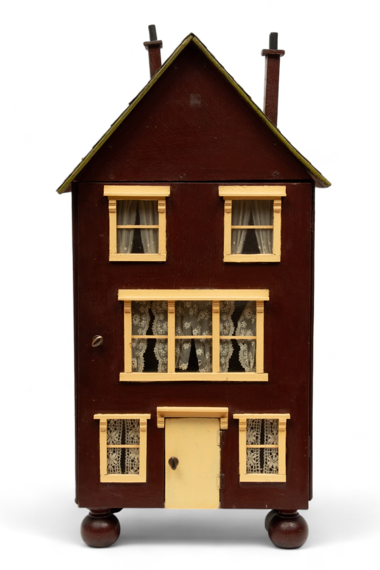 Painted Wood Dollhouse Ca. 1930's, H 37" W 19" Depth 14" (1 of 9)