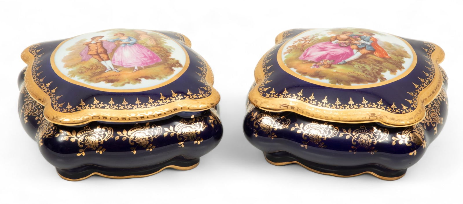 Limoges Porcelain Covered Boxes W 5.5" L 5.5" 2 pcs (1 of 5)