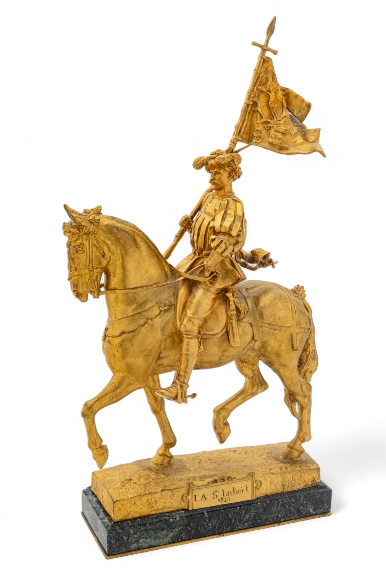 Emmanuel Fremiet (French, 1824-1910) D'ore Bronze Sculpture, "La St. Hubert", H 25.5" W 7" L 13" (1 of 15)