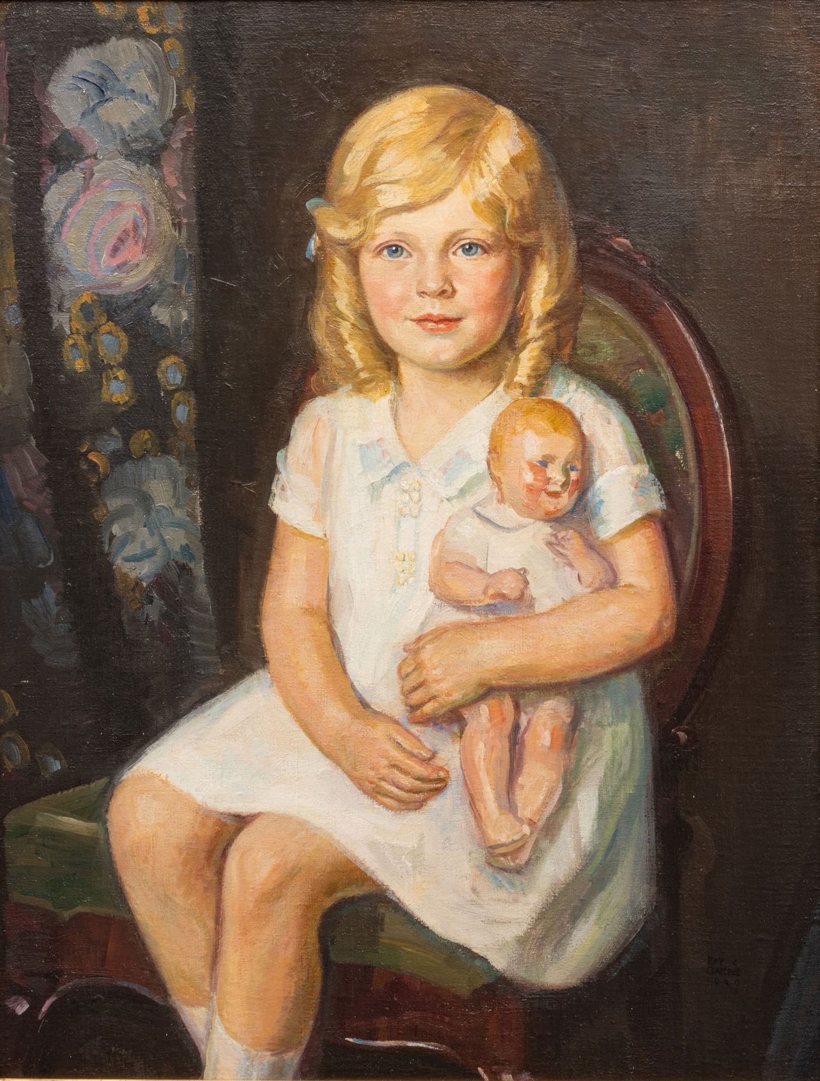 Roy C. Gamble (American, Detroit, 1887-1972) Oil on Canvas, "Portrait of Mary Francis Peez,", H 32" (1 of 9)