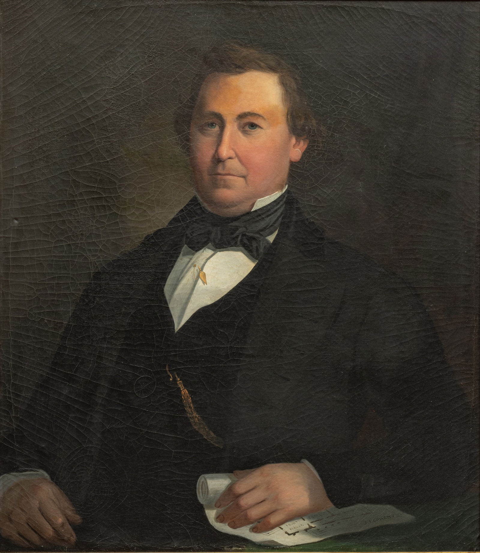 Frederick E Cohen (American, 1818-1858) Oil on Canvas, Ca. Mid 19th C., "Portrait of an Architect", (1 of 7)