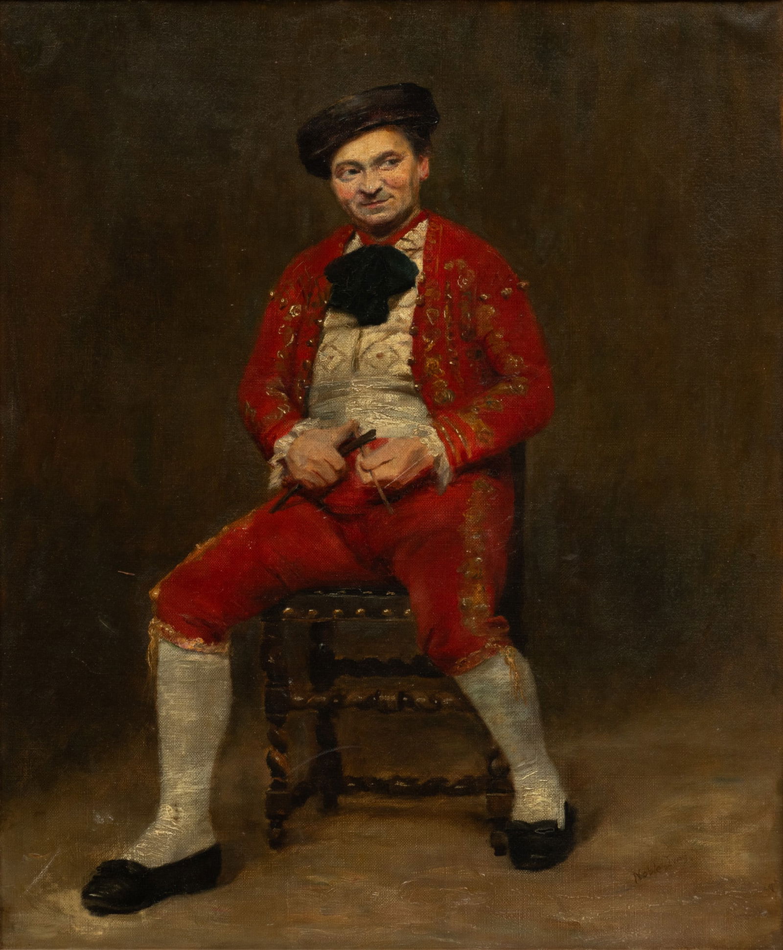 Sarah Noble Ives (American, 1864-1944) Oil on Canvas, Portrait of Torero in Traje De Luces ('suit of (1 of 6)