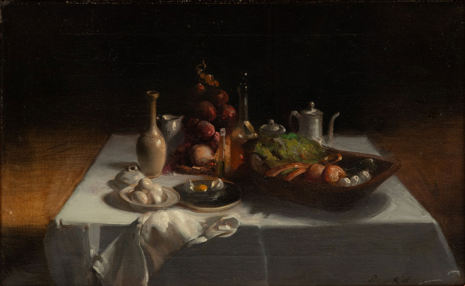 Frank Herbert Mason (American, 1921-2009) Oil on Canvas, Ca. 1960s, "Still Life with Egg", H 12.5" W (1 of 5)