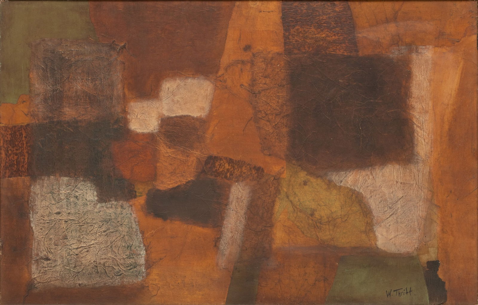 Walter Thrift (American, 1922-1969) Oil And Collage on Board, "Persepolis Ruins No. 1", H 18.5" W (1 of 5)