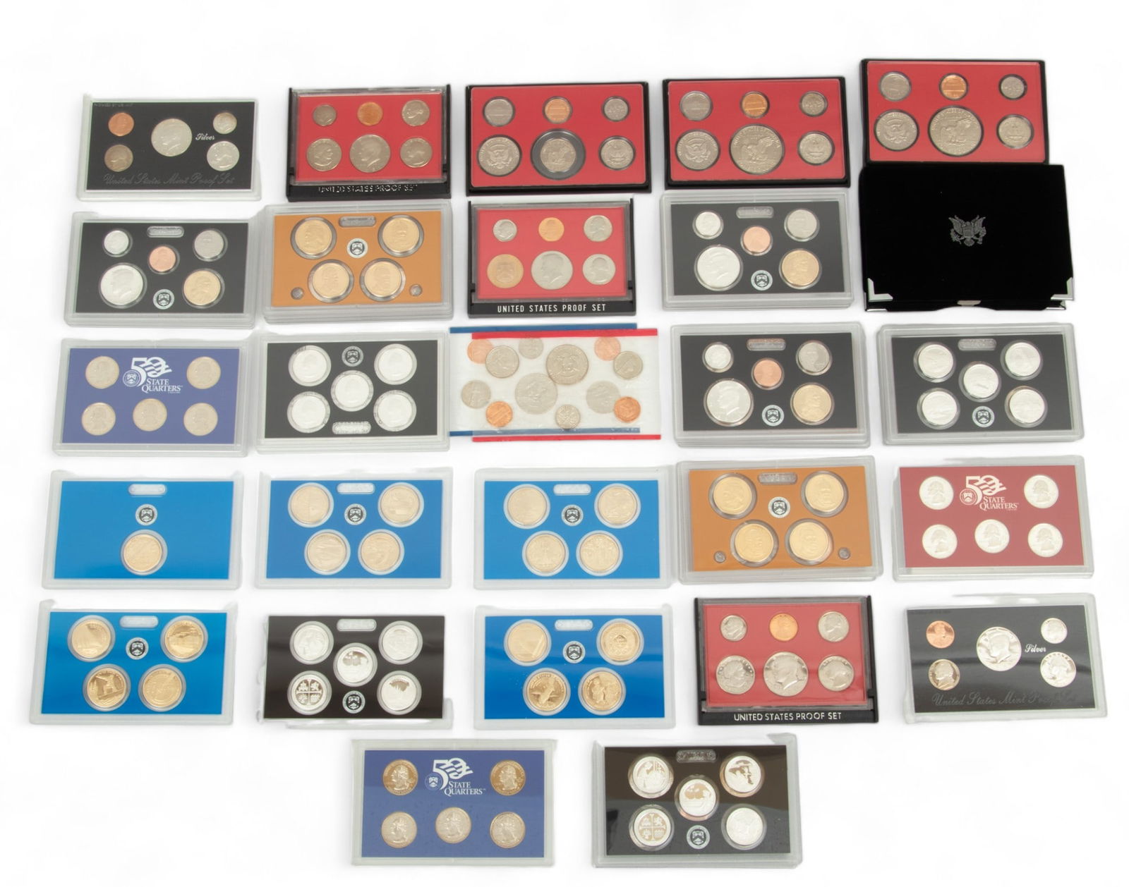 United States Mint Silver Dollars & Coin Sets,  1977-2021, H 1" W 5.5" Depth 3.5" 27 pcs (1 of 20)
