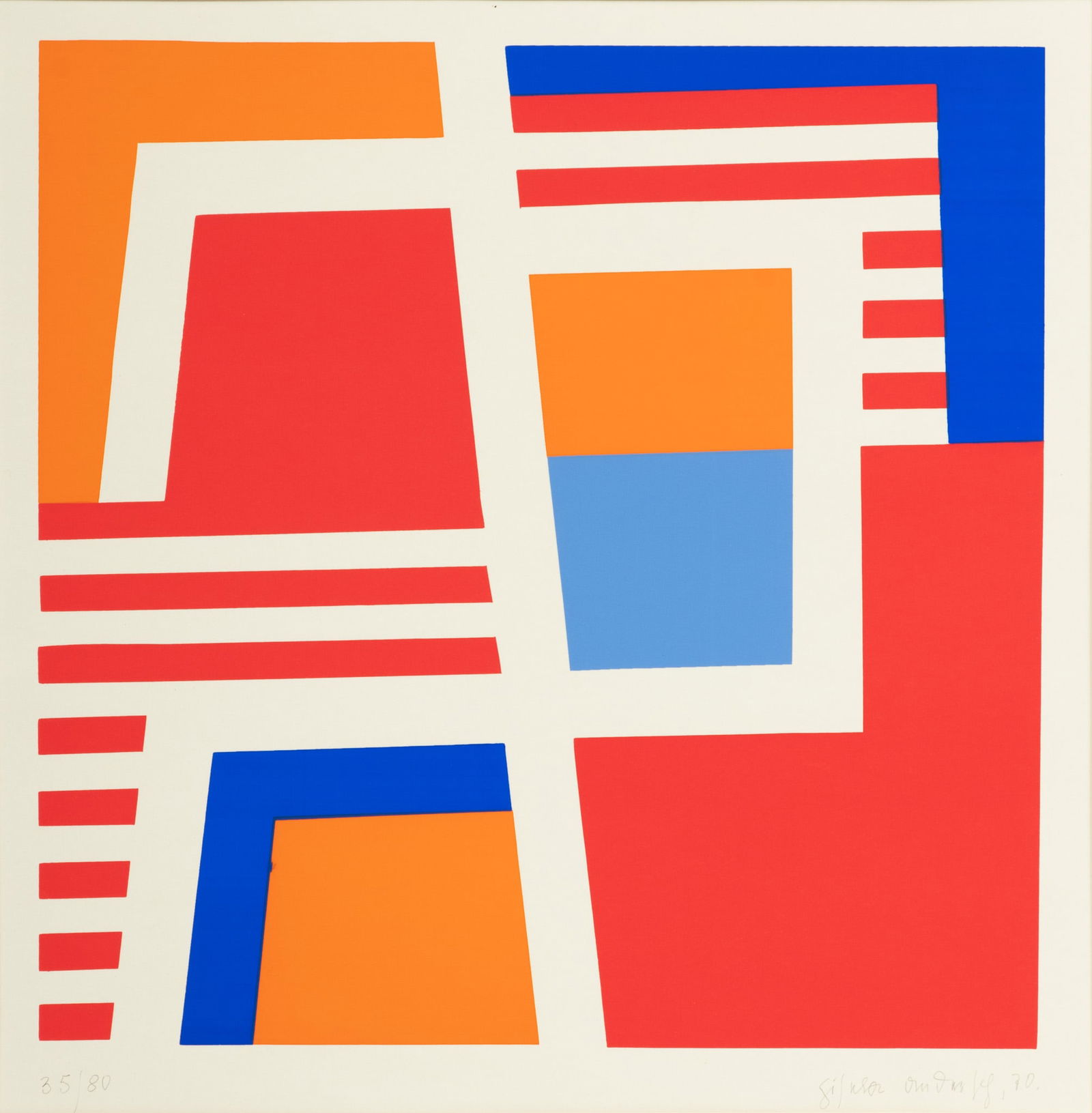 Gisela Andersch (Swiss, 1913-1987) Screenprint on Bristol Paper, 1970, "Achse I", H 11" W 11" (1 of 6)