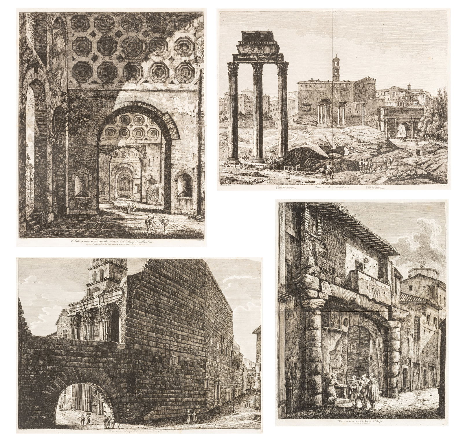Luigi Rossini (Italian, 1790-1857) Engravings on Laid Paper, 1819-23, "Roman Antiquities: 4 Plates", (1 of 20)
