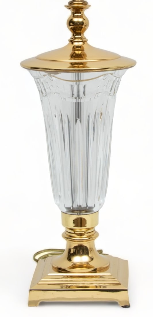 Waterford (Irish) Crystal And Gilt Metal Table Lamp, H 29" W 6" (1 of 5)