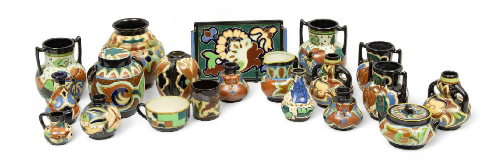 Japanese Art Deco Style Pottery Grouping, Ca. 20th C., 20 pcs (1 of 13)