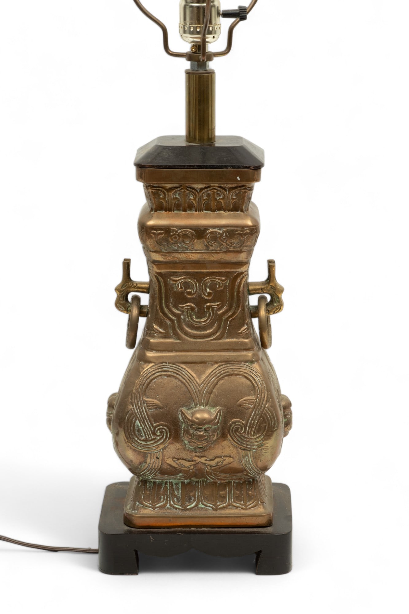 Chinese Bronze Vase, Now Lamp Ca. 1900, H 27" (1 of 4)