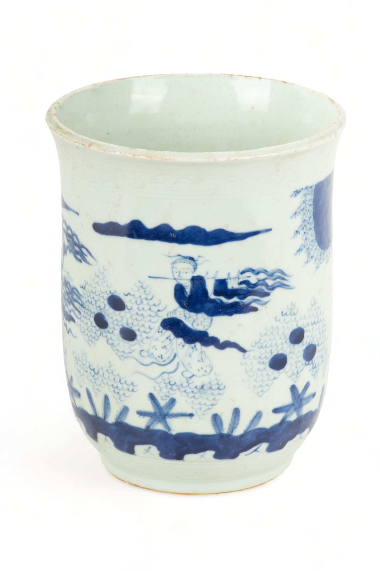 Chinese Blue & White Porcelain Magnum Cup, H 8.5" Dia. 6.75" (1 of 5)