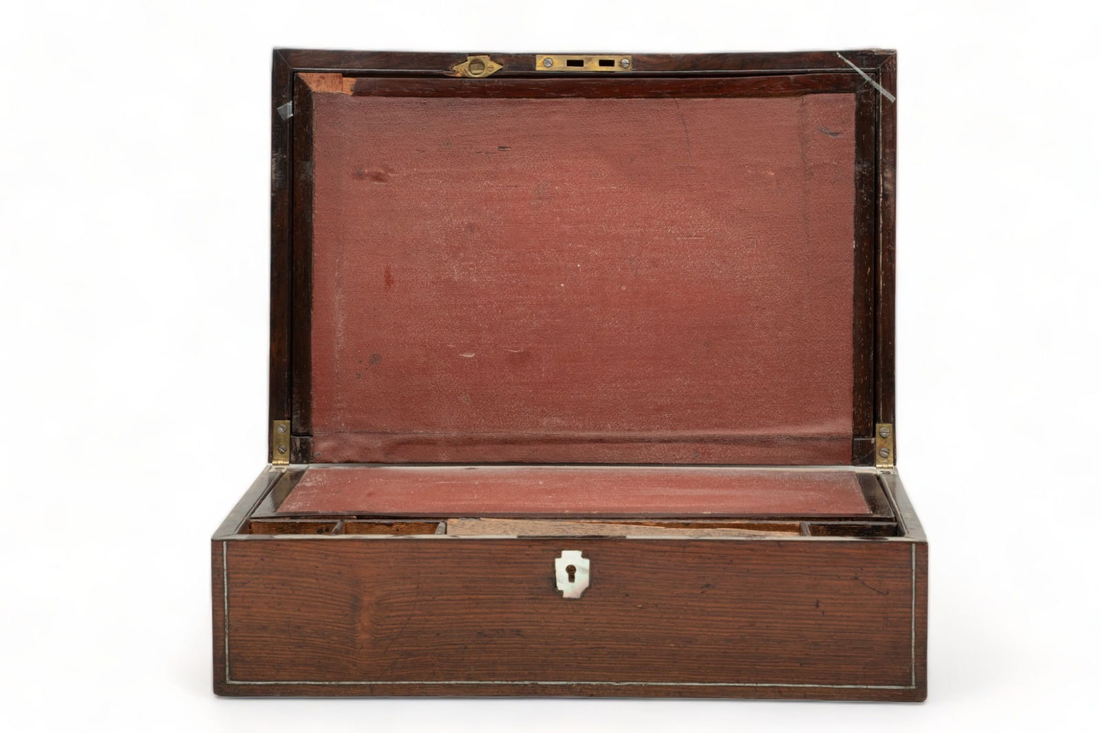 English Rosewood & Mother-Of-Pearl Writing/Lap Desk 19Th.C. H 4 1/2" L 14" D 9 1/8" (1 of 7)