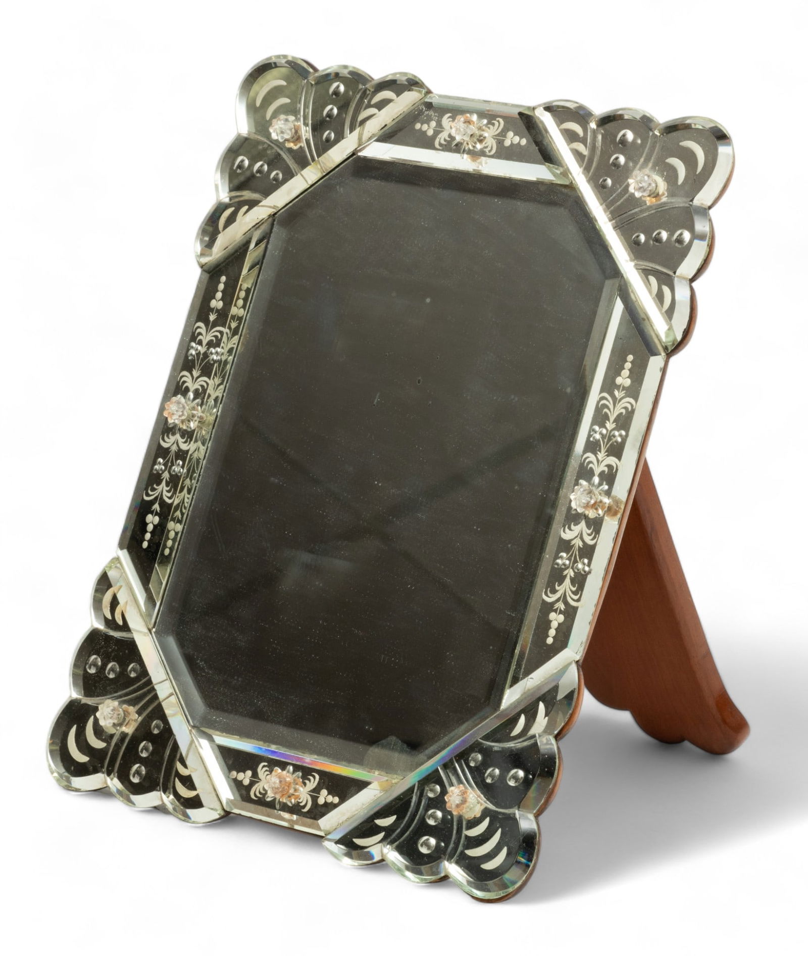 Venetian Dressing Table Mirror, Ca. 19th C., H 14" W 10.5" (1 of 5)