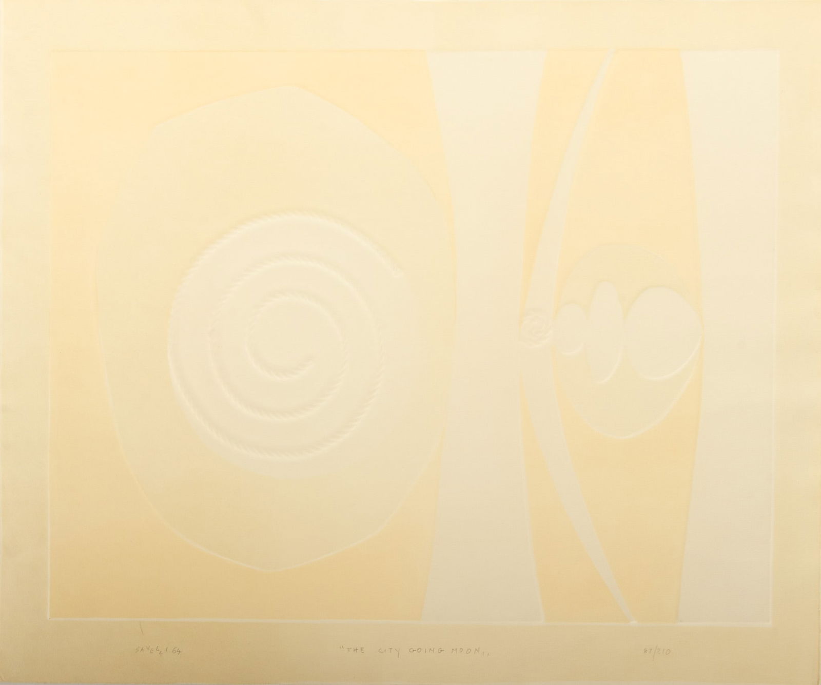 Angelo Savelli (Italian, 1911-1995) Relief Lithograph, Ca. 1964, "The City Going Moon", #87/210 H (1 of 6)