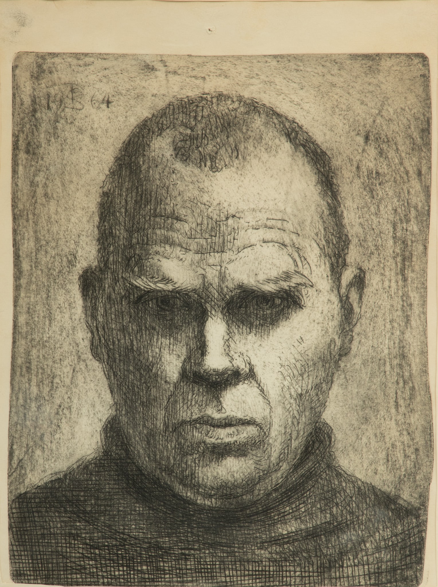 Per Palle Storm (Norwegian, 1910-1994) Drypoint Etching on Paper, 1964, "Untitled Self-portrait", H (1 of 4)