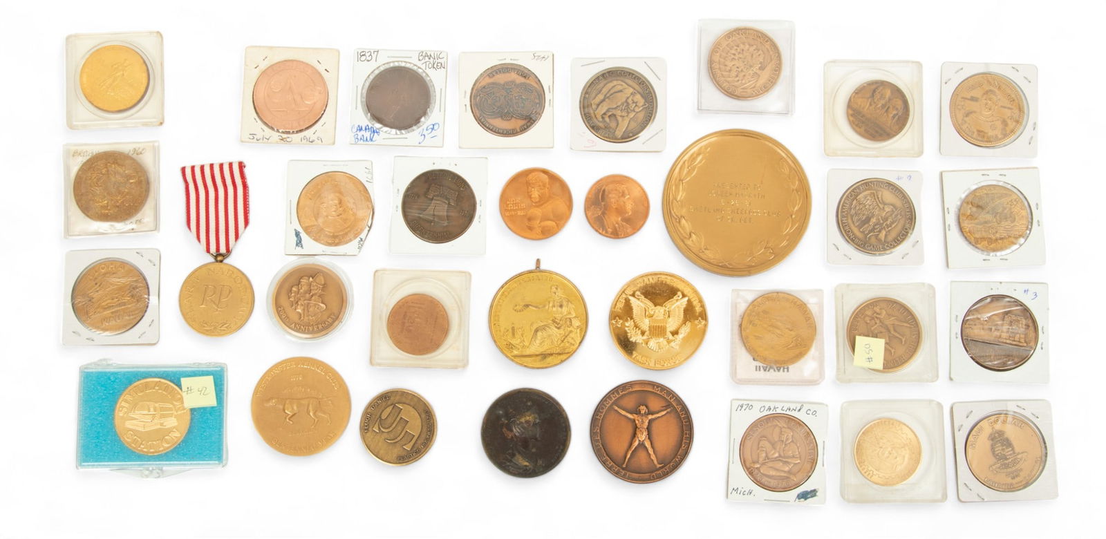 Commemorative Copper, Bronze & Base Metal Medals & Tokens, Ca. 19/20th C., Depth 0.25" Dia. 3" 32 (1 of 12)