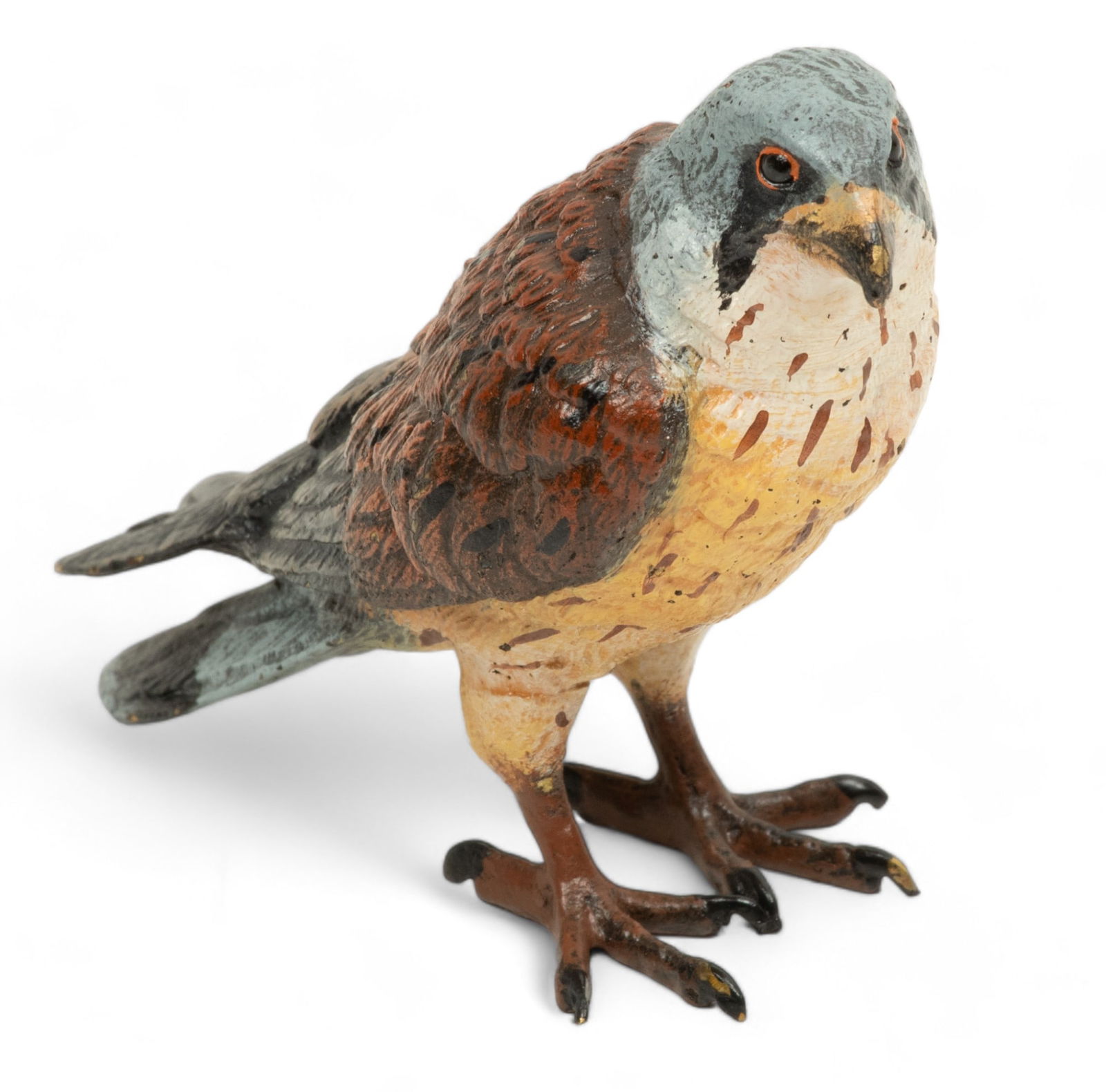 Franz Xavier Bergmann (Austrian, 1861-1936) Cold Painted Bronze Falcon Ca. 1900, H 3" L 4" (1 of 6)