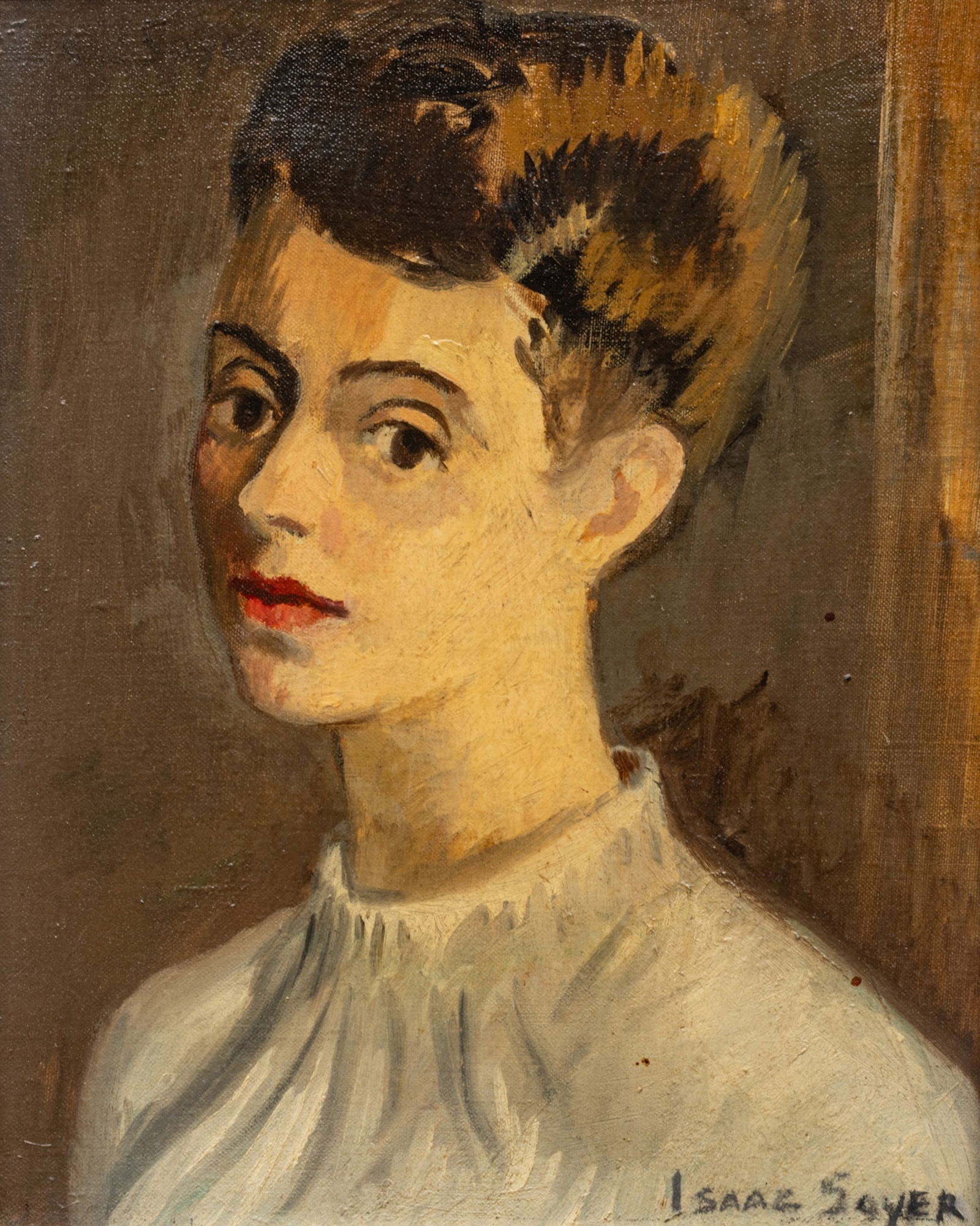 Isaac Soyer (Russian-American, 1902-1981) Oil on Canvas, "Portrait of a Woman", H 10" W 8" (1 of 6)