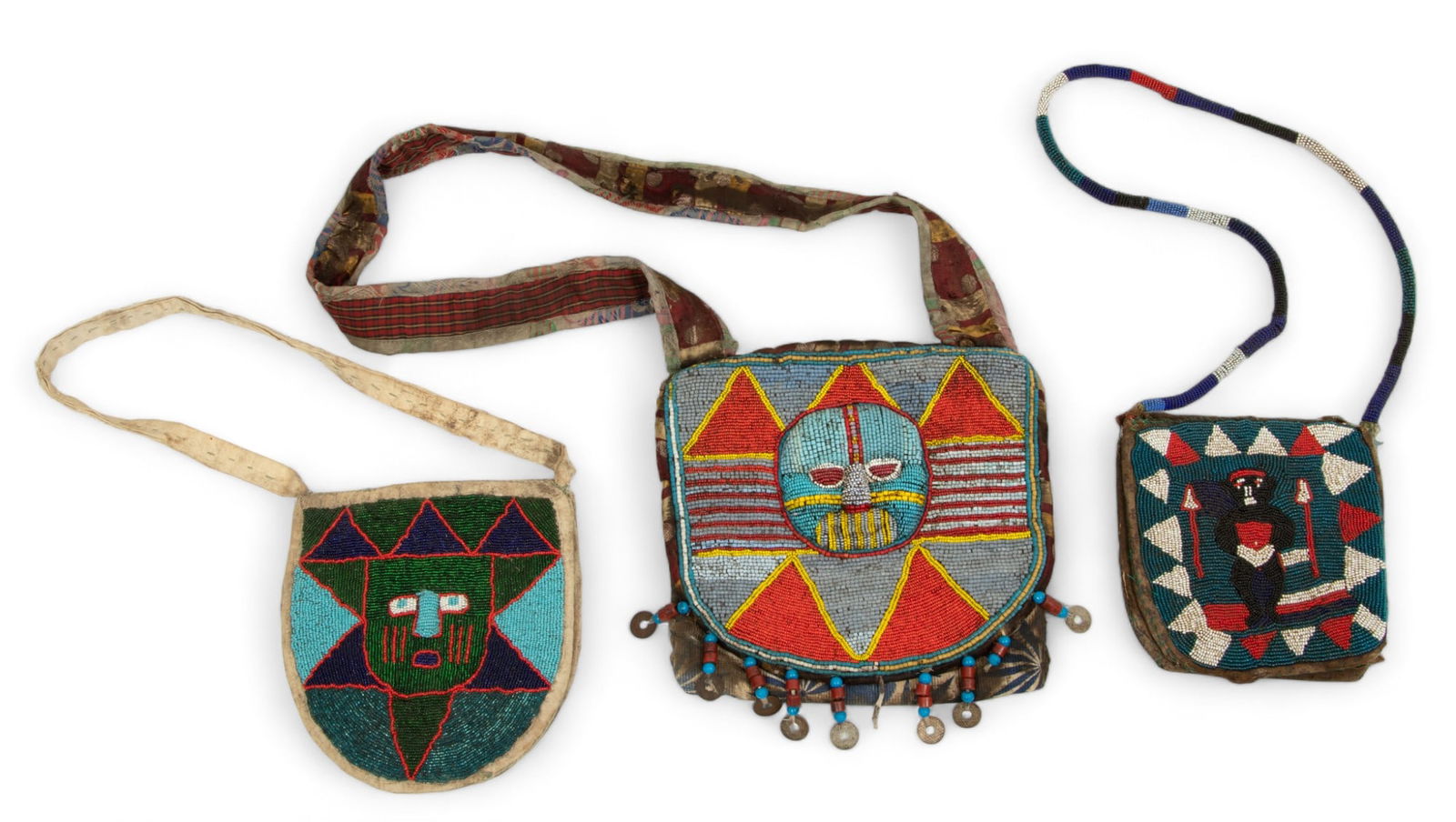 Nigeria, Yoruba Peoples, Beaded Diviner's Bags (apo Ifa), 3 pcs (1 of 6)