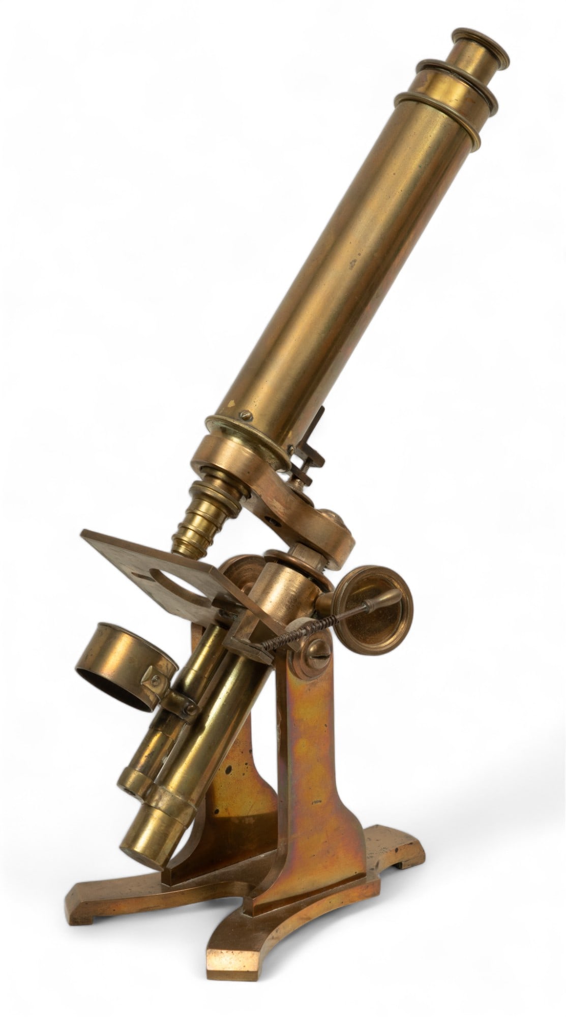 British Brass Monocular Microscope H 15.5" (1 of 5)