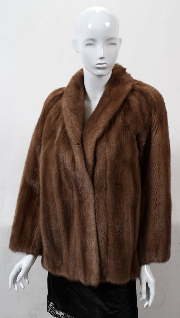 DITTRICH FURS MINK JACKET, L 30" APPROXIMATELY: DITTRICH FURS MINK JACKET, L 30" APPROXIMATELY:Dittrich label and monogram at the interior, one hook and eye closure. Measurement is from shoulder to hem. Approximately a size 4.