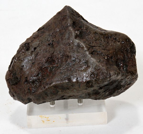 ARGENTINE METEORITE, H 4", 2 kg.: ARGENTINE METEORITE, H 4":2 kg. meteorite found at Campo De Aelo, Argentina, with stand. Includes receipt with authentication.