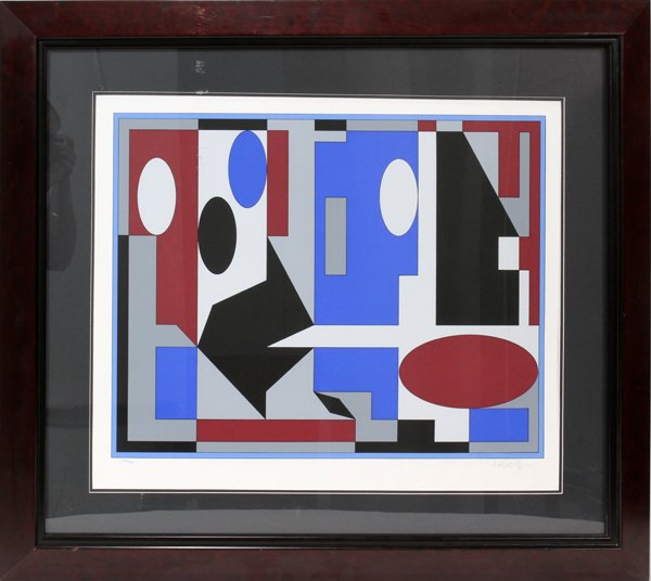 VICTOR VASARELY FRENCH 1906-1997] SERIGRAPH: VICTOR VASARELY FRENCH 1906-1997] SERIGRAPH 20" X 26" UNTITLED:Signed lower left and numbered edition 223/250. Framed and matted under glass.