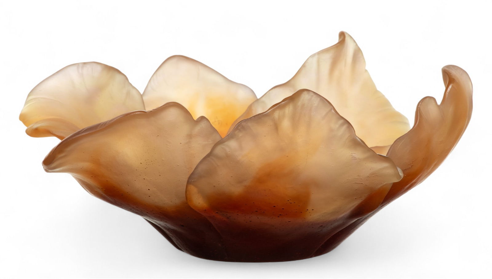 Daum (French) Pate De Verre Floral Bowl, Tulipe, H 4.25" Dia. 11.5" (1 of 6)