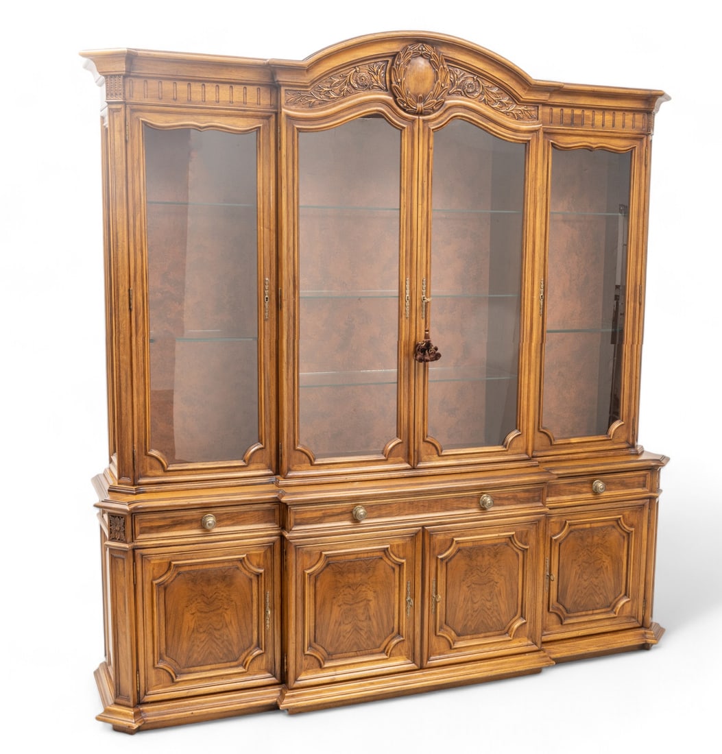 Karges Furniture Co. (American) American Federal Style Carved Walnut Breakfront, Ca. 1960, H 64" W (1 of 6)