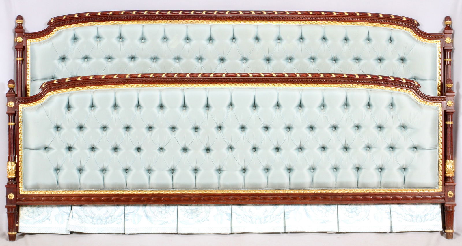 Louis XVI Style Mahogany King Size Bronze Mounted Bed Frame, Ca. 20th Cent., H 44" W 84" (1 of 2)