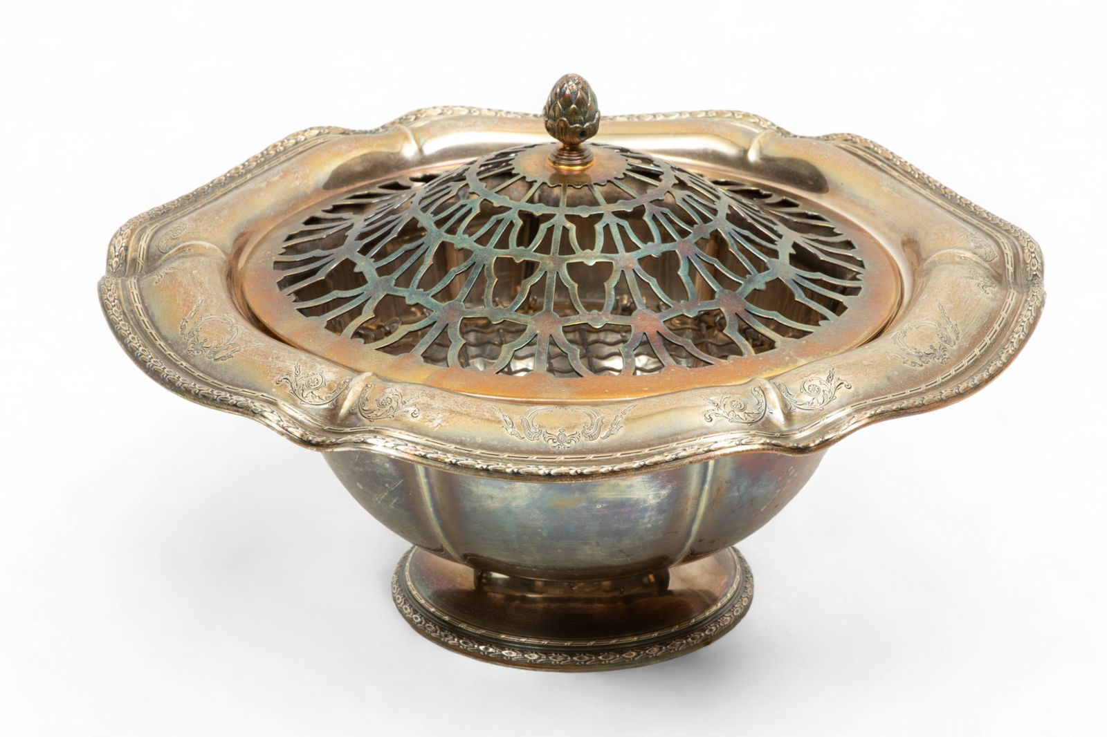 Dominick & Haff (American) 'Salem' Sterling Silver Centerpiece Bowl, Flower Frog Insert, Ca. 1910, H (1 of 6)