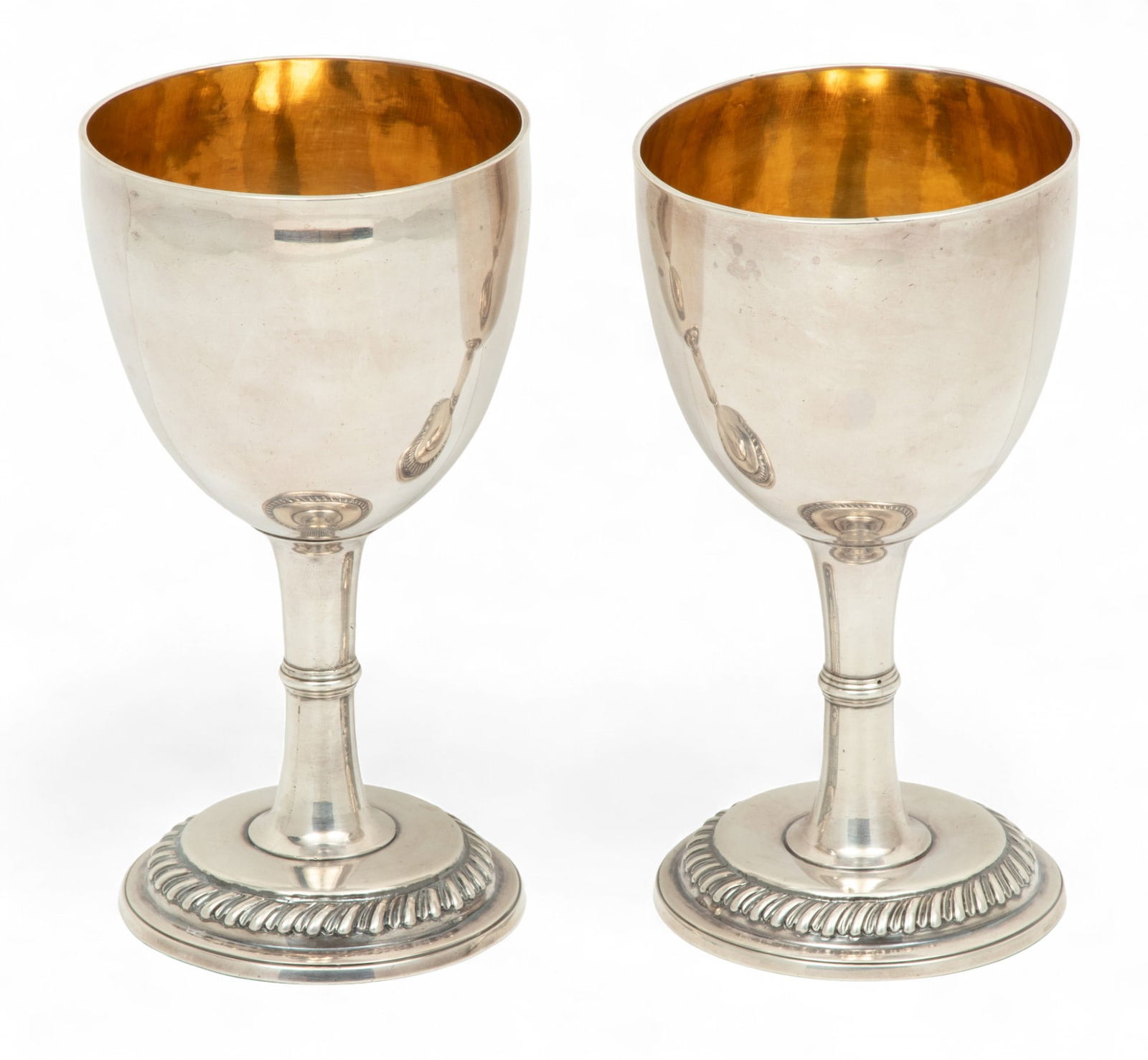 Thomas Wright (London, England) Sterling Silver Goblets with Vermeil, 1776, H 6.2" 13.3t oz 2 pcs (1 of 7)