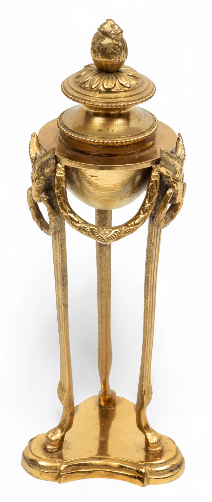 Italian Egyptian Revival Bronze Candlestick with Cover, Ca. 19th C., H 8.5" Dia. 3" (1 of 6)