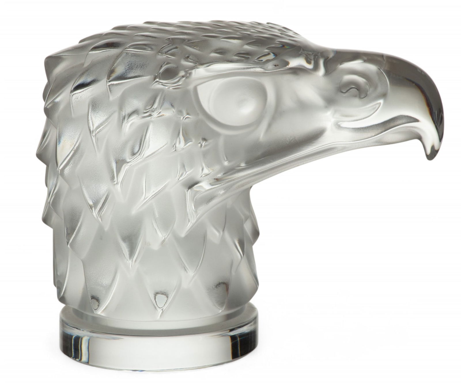 Lalique (French) 'Tete D'Aigle' Frosted Crystal Eagle Car Mascot, H 4.5" W 3.25" L 5.5" (1 of 6)