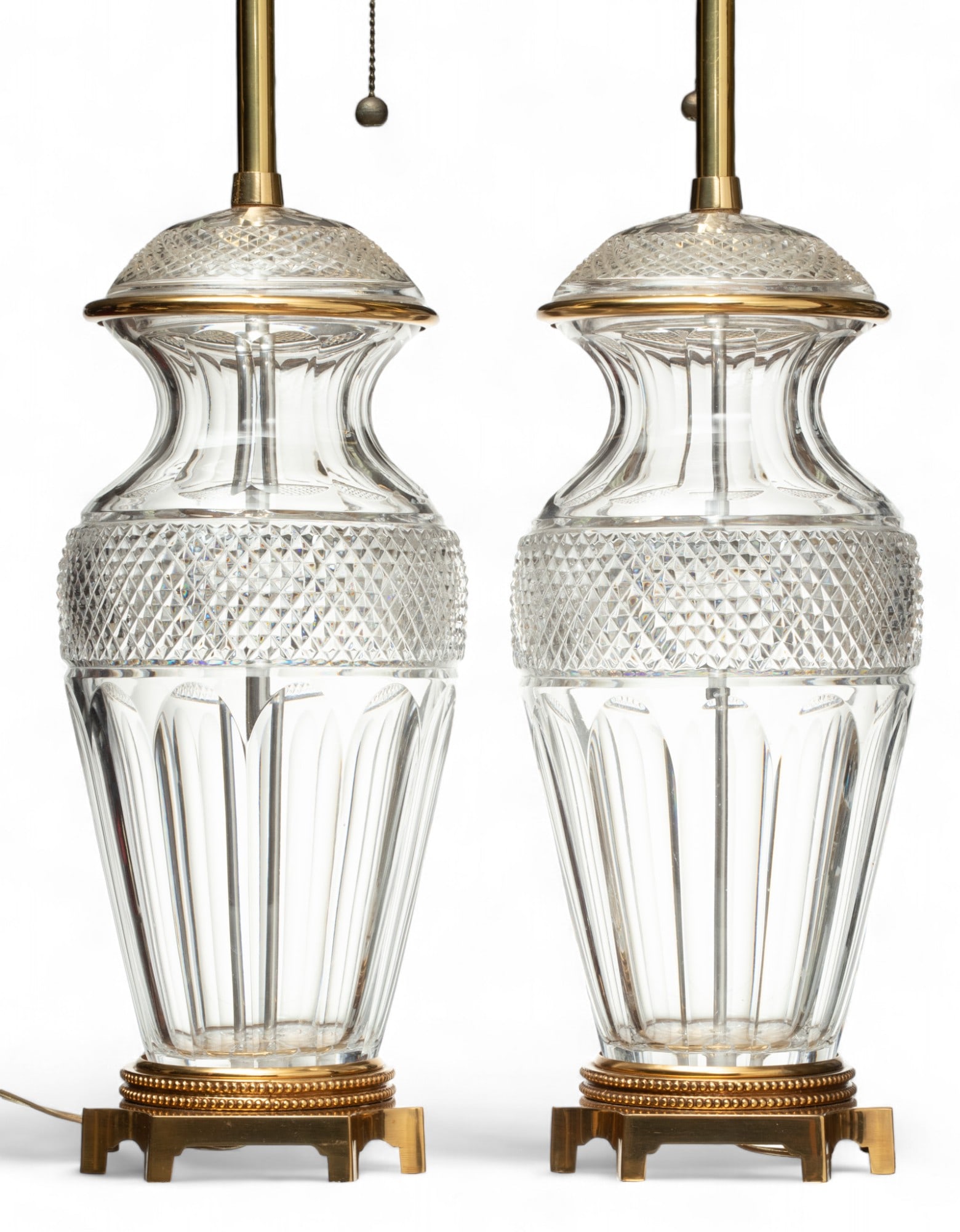 Marbro Lamp Company (American) Hand Cut Crystal Table Lamps, H 34" 1 Pair: Marbro Lamp Company (American) Hand Cut Crystal Table Lamps, H 34" 1 Pair | Brass mounted. Marbro Lamp Co. of Los Angeles, California. Elegant pair. Crystal vases only are 18". Provenance: Property fr